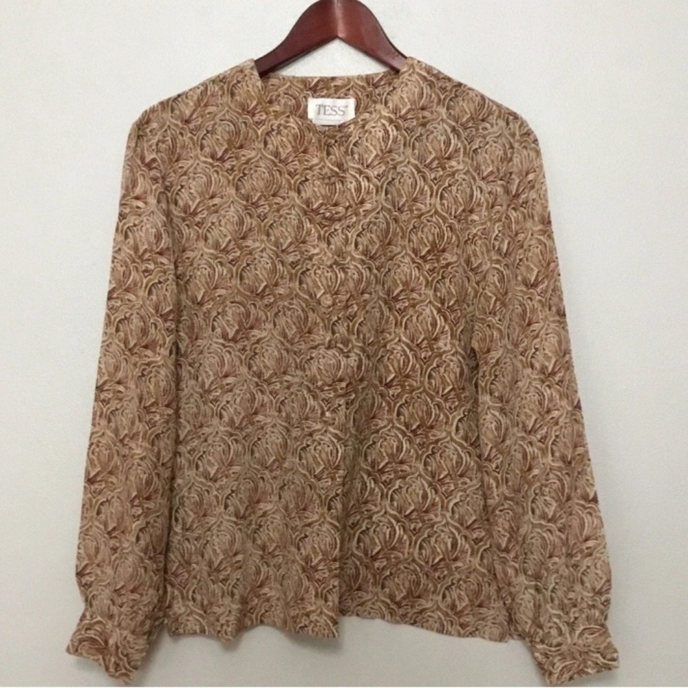 Tess Vintage 100% Silk Button Front Sheer Blouse Shirt - Picture 1 of 4